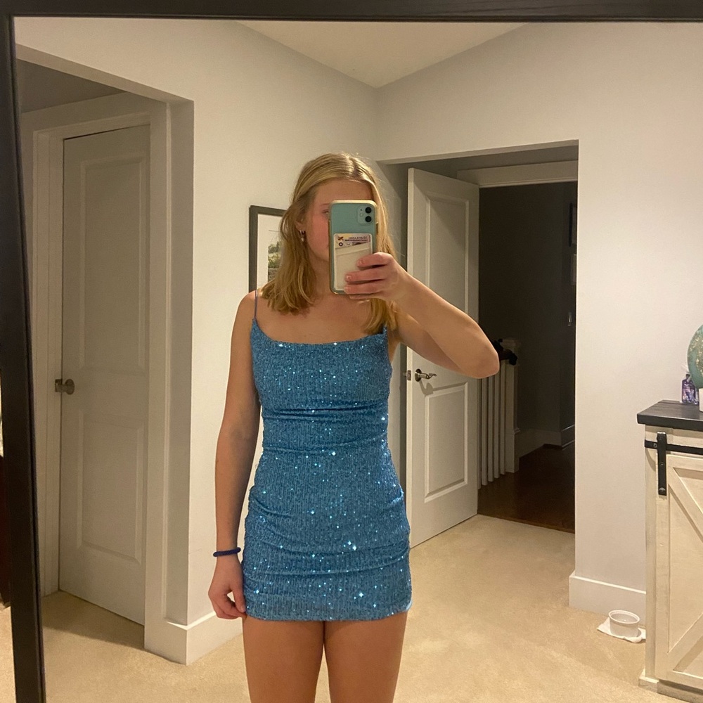 Blue Sony body con dress hello Molly
